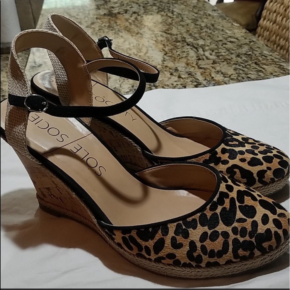 Sole Society Leopard Wedges
